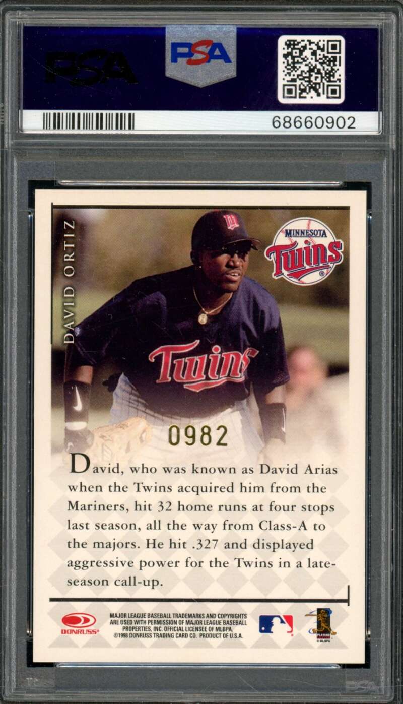 David Ortiz Rookie 1998 Donruss Signature Millennium Marks PSA/DNA Auth Auto 10 Image 2