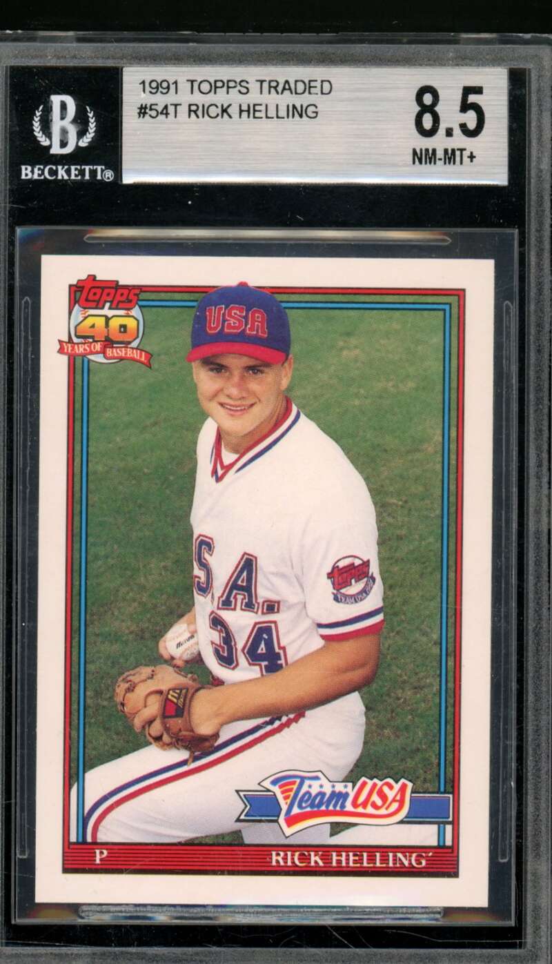 Rick Helling Rookie Card 1991 Topps Traded #54T BGS 8.5 Image 1