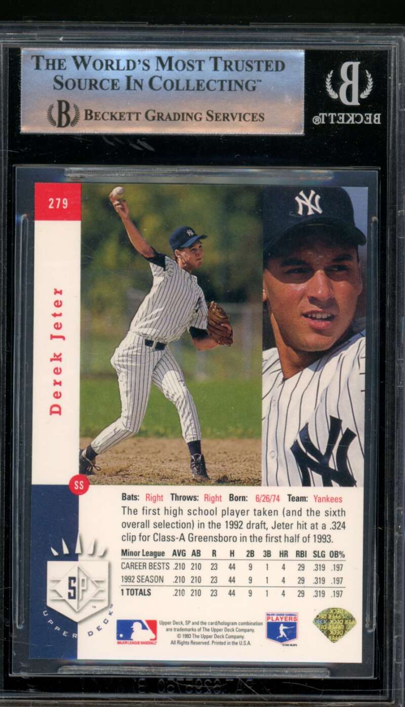 Derek Jeter Rookie Card 1993 SP #279 BGS 8.5 Image 2