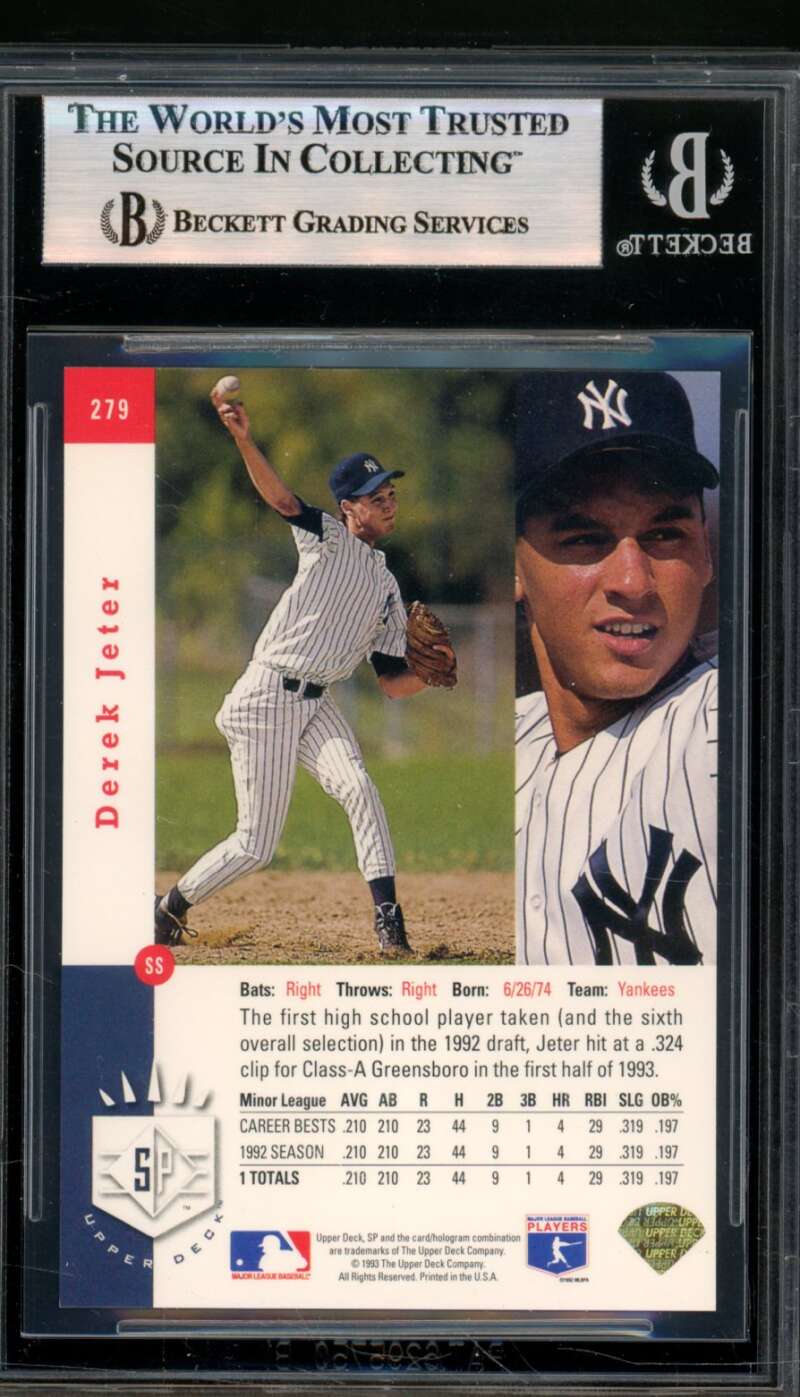 Derek Jeter Rookie Card 1993 SP #279 BGS 8.5 Image 2