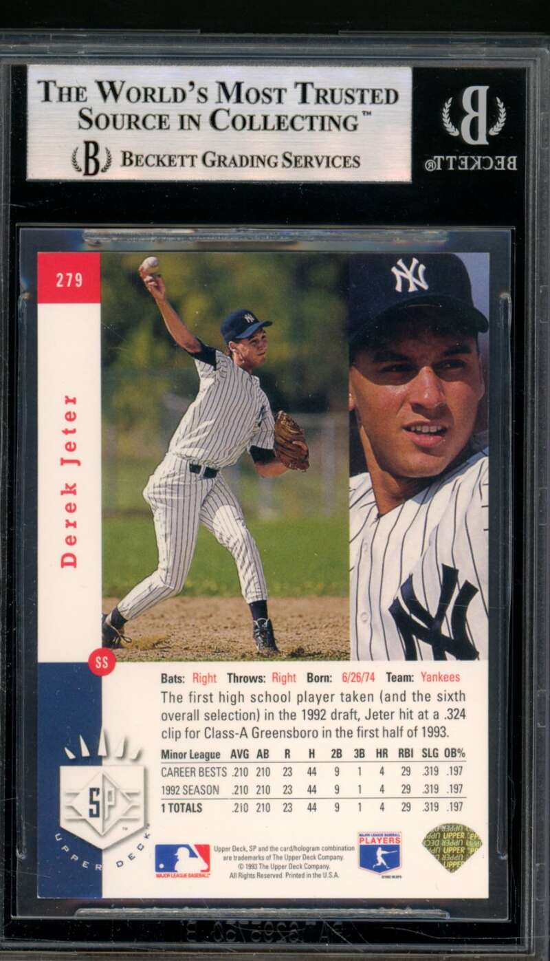 Derek Jeter Rookie Card 1993 SP #279 BGS 8.5 Image 2