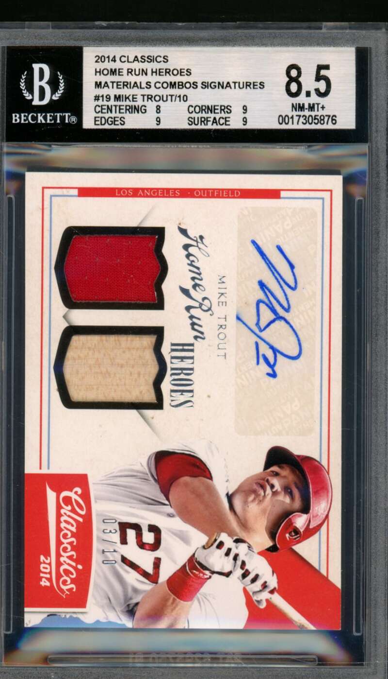 Mike Trout 2014 Classics Home Run Heroes Materials Combos Signatures #19 BGS 8.5 Image 1