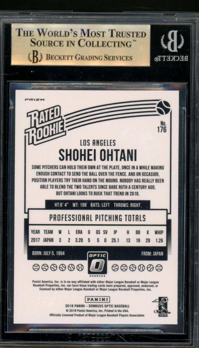 Shohei Ohtani Rookie Card 2018 Donruss Optic #176 BGS 9.5 Image 2