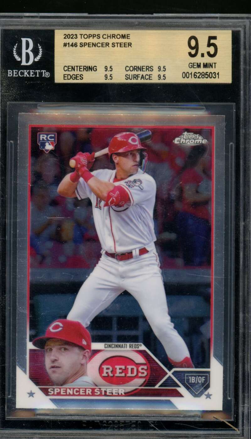 Spencer Steer Rookie Card 2023 Topps Chrome #146 BGS 9.5 Image 1