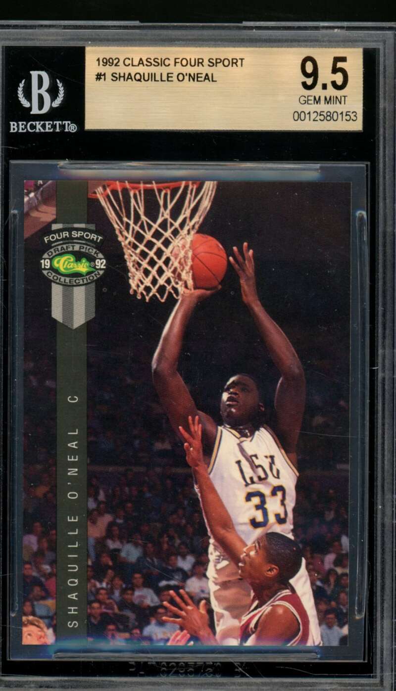 Shaquille O'neal Rookie Card 1992-93 Classic Four Sport #1 BGS 9.5 Image 1