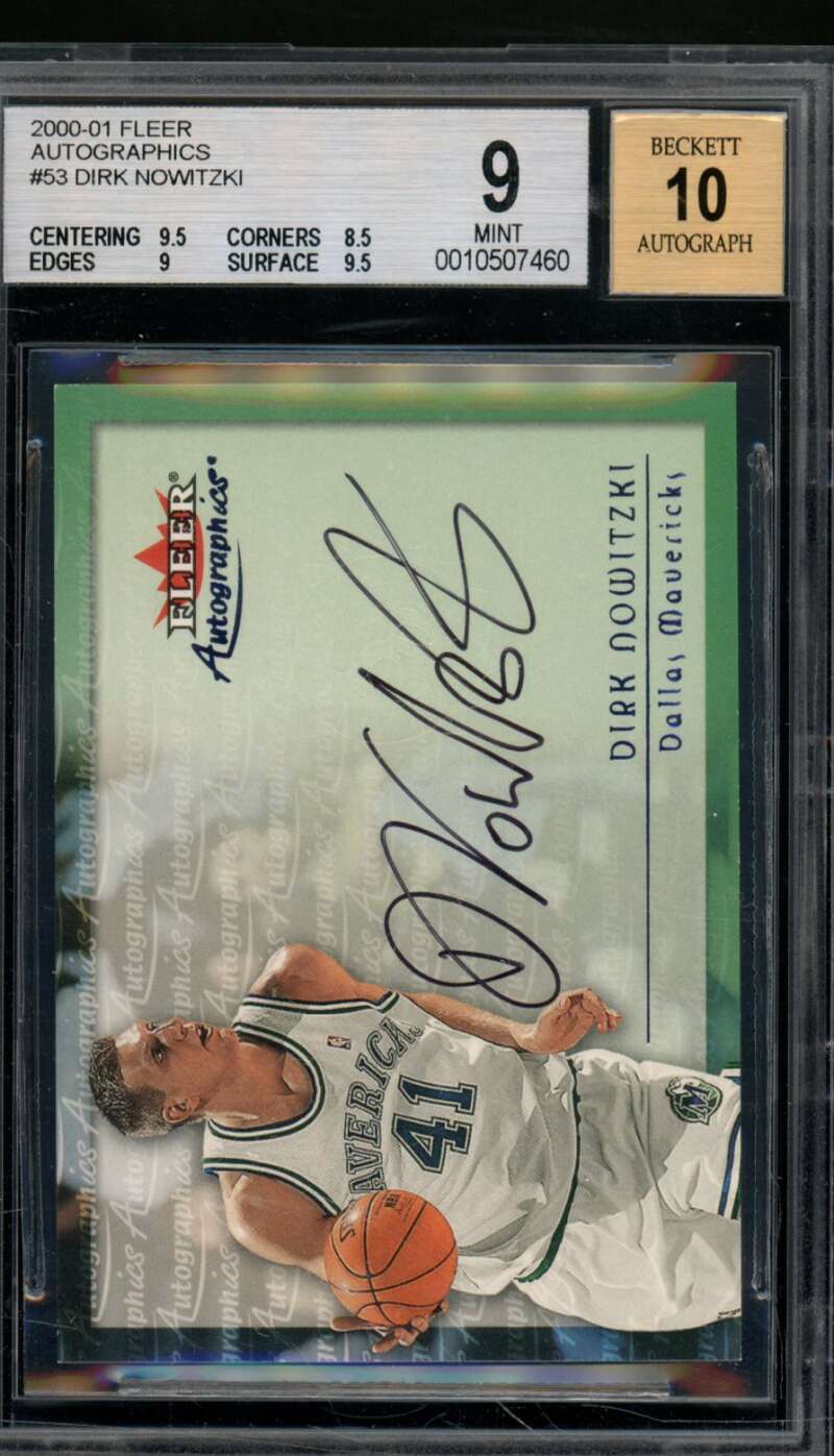 Dirk Nowitzki Card 2000-01 Fleer Autographics #53 BGS 9 Image 1