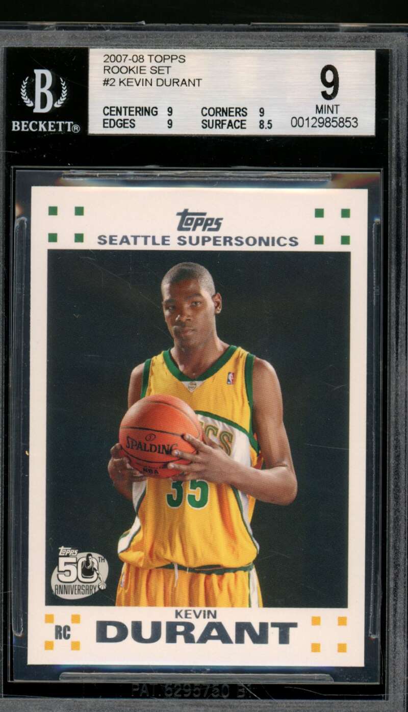 Kevin Durant Rookie Card 2007-08 Topps Rookie Set #2 BGS 8.5 Image 1