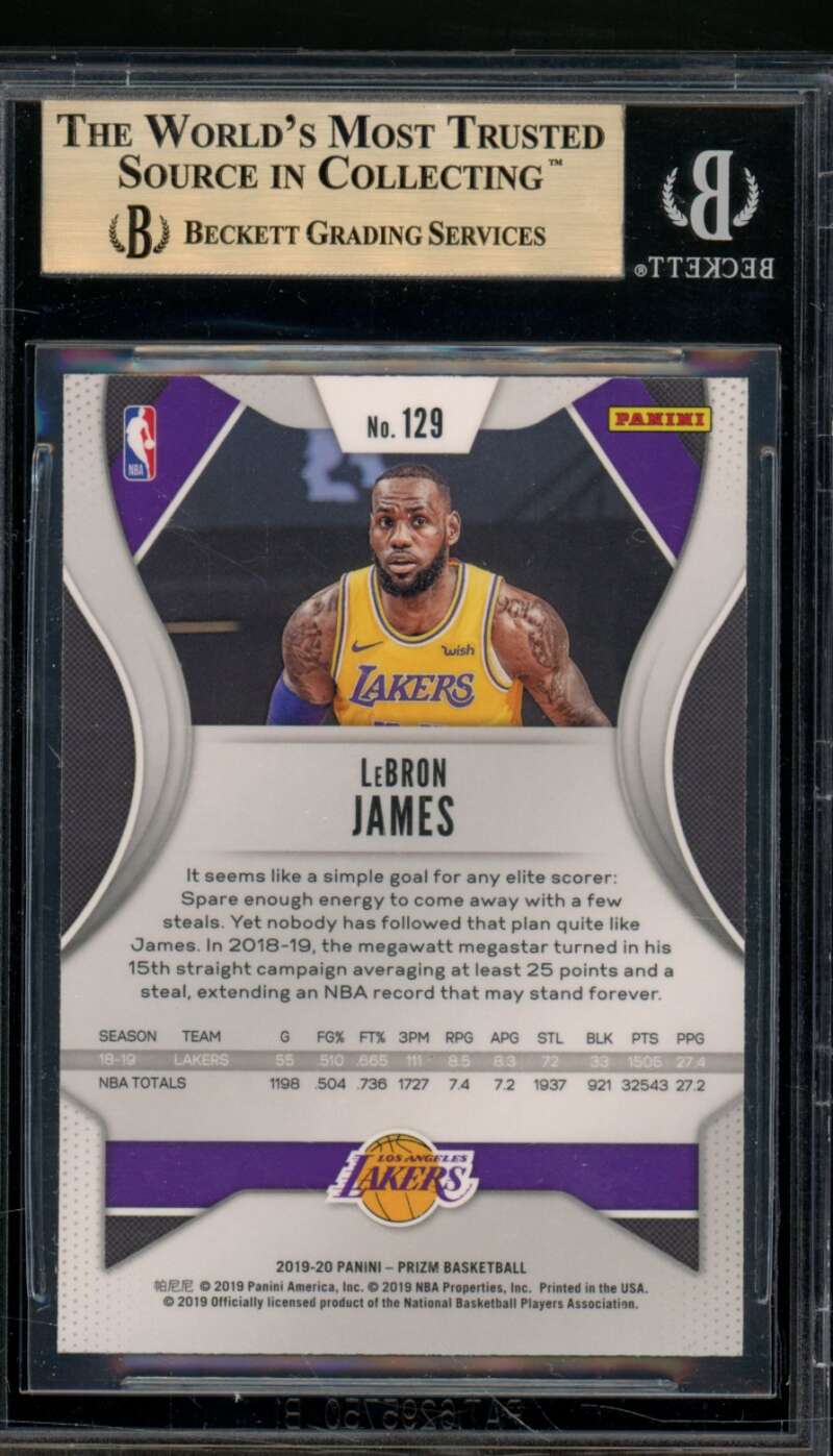 LeBron James Card 2019-20 Panini Prizm #129 BGS 9.5 Image 2