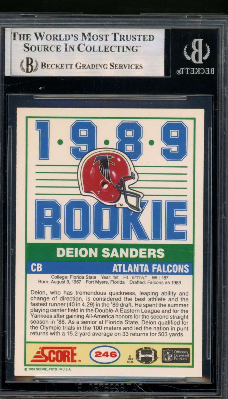 Deion Sanders Rookie Card 1989 Score #246 BGS 9 Image 2