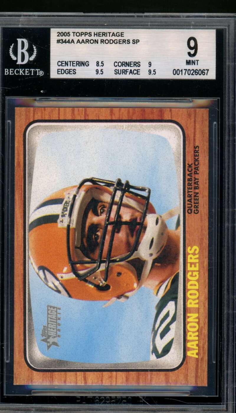 Aaron Rodgers Rookie Card 2005 Topps Heritage #344A BGS 9 Image 1