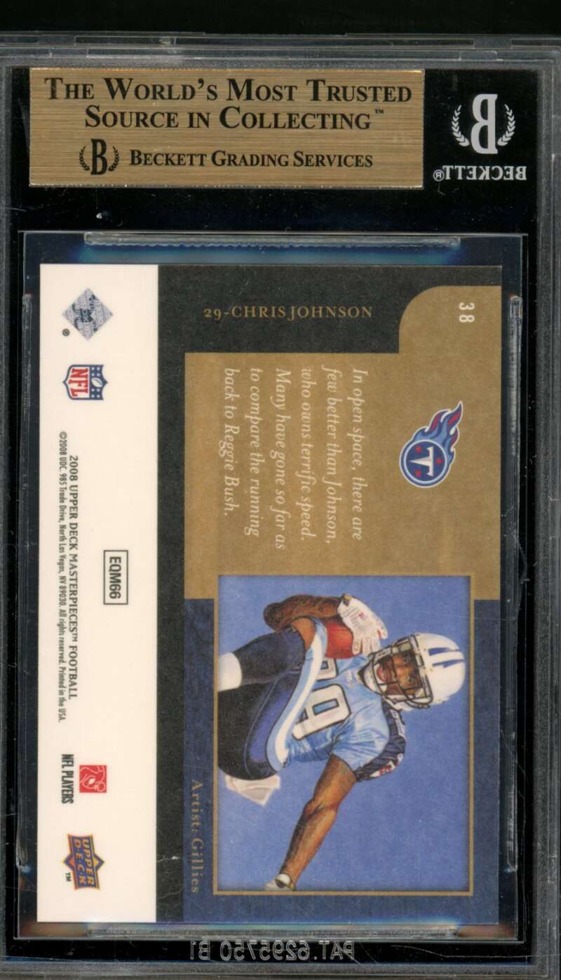 Chris Johnson Rookie Card 2008 UD Masterpieces #38 BGS 9.5 Image 2