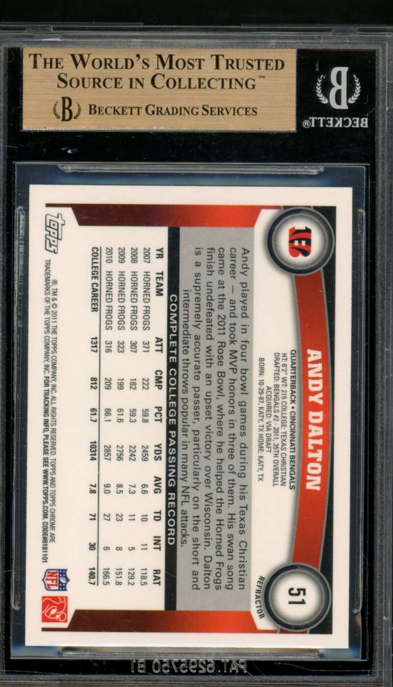 Andy Dalton Rookie Card 2011 Topps Chrome Orange Refractors #51 BGS 9.5 Image 2