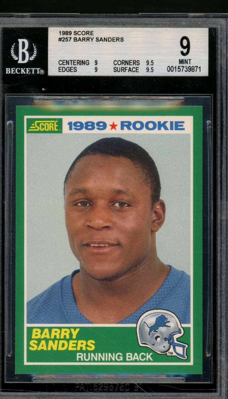 Barry Sanders Rookie Card 1989 Score #257 BGS 9 Image 1