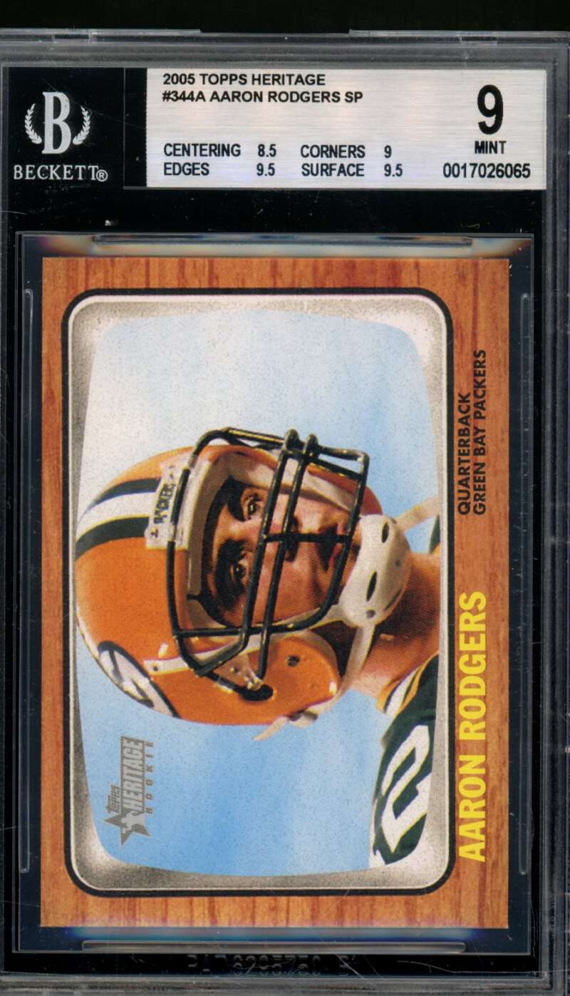 Aaron Rodgers Rookie Card 2005 Topps Heritage #344A BGS 9 Image 1