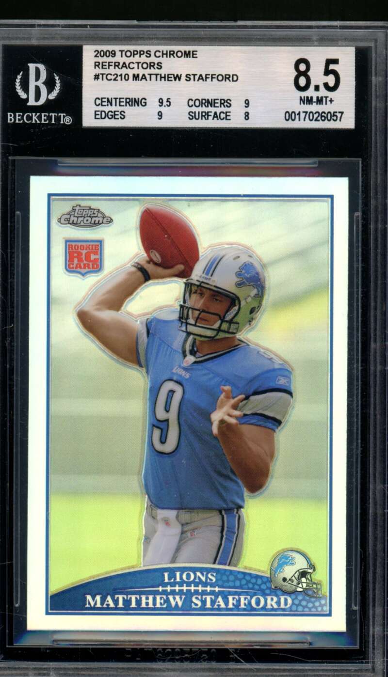 Matthew Stafford Rookie Card 2009 Topps Chrome Refractors #TC210 BGS 8.5 Image 1