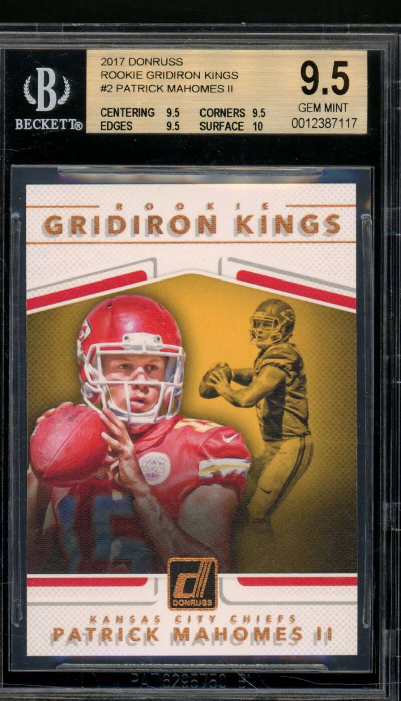 Patrick Mahomes II Rookie Card 2017 Donruss Rookie Gridiron Kings #2 BGS 9.5 Image 1