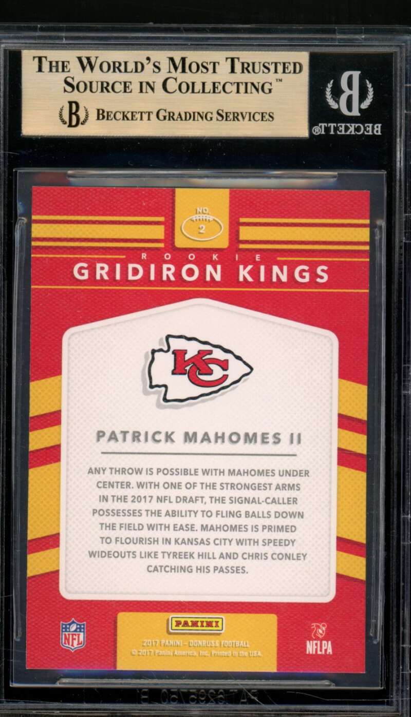 Patrick Mahomes II Rookie Card 2017 Donruss Rookie Gridiron Kings #2 BGS 9.5 Image 2