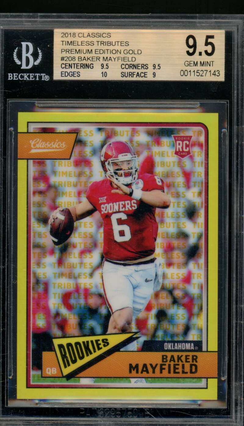 Baker Mayfield Rookie 2018 Classics Timeless Tributes Premium Gold #208 BGS 9.5 Image 1