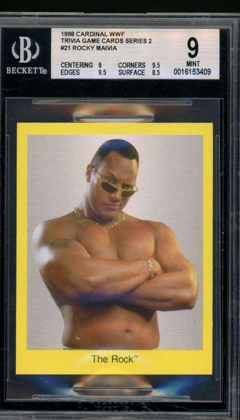 Dwayne Johnson (The Rock) Card 1998 Cardinal WWF Trivia Game Series #21 BGS 9 Image 1