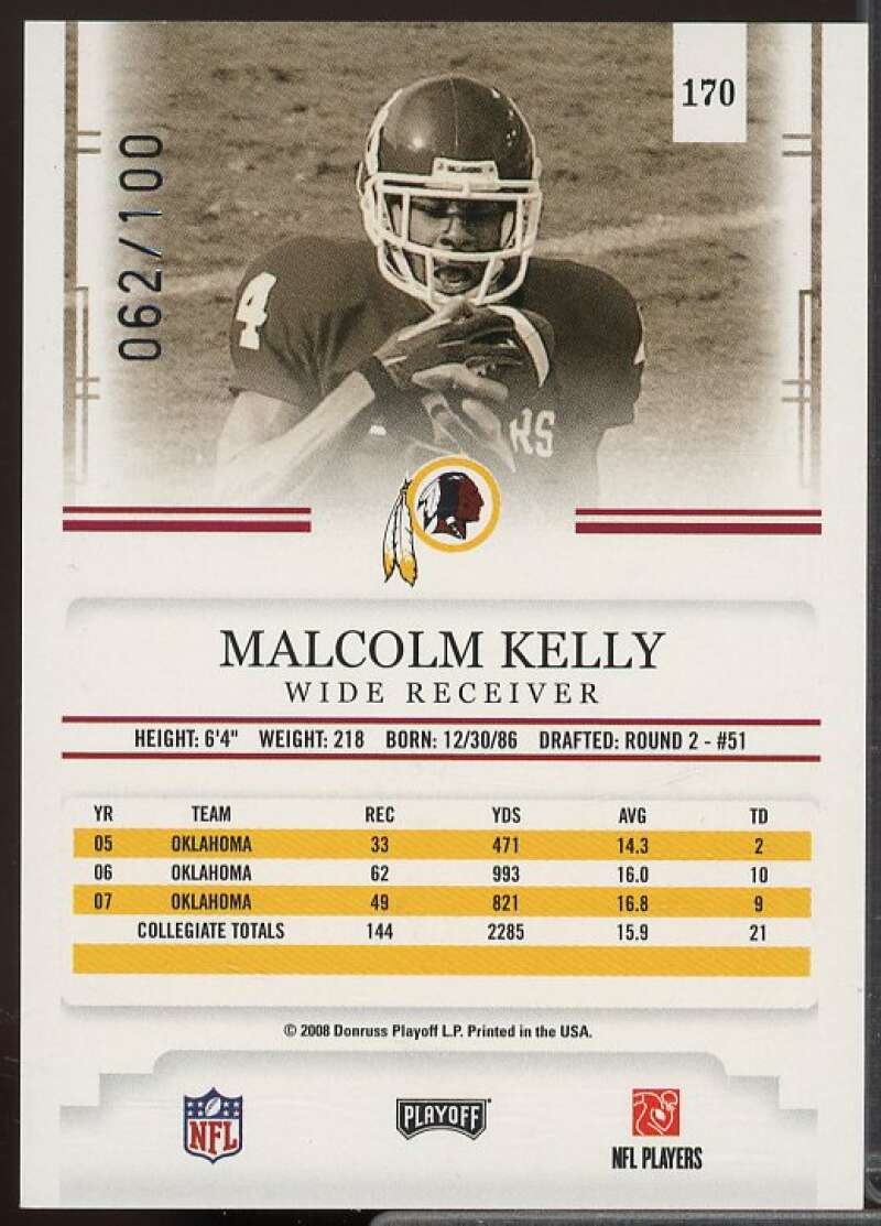 Malcolm Kelly Rookie 2008 Playoff Prestige Draft Picks Rights Autographs #170  Image 2