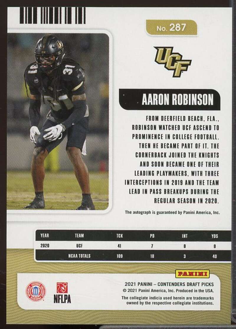 Aaron Robinson AU Rookie 2021 Panini Contenders Draft Picks Campus Ticket #287  Image 2