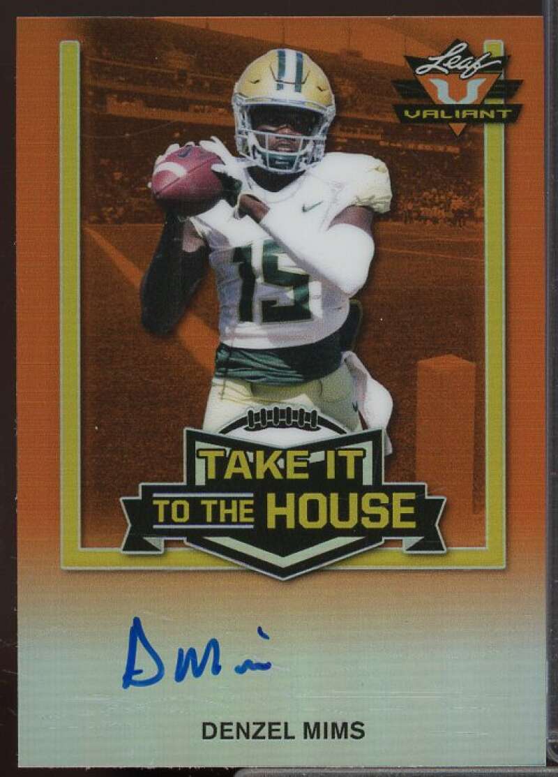 Denzel Mims Rookie Card 2020 Leaf Valiant Take it to the House Orange #THDM1  Image 1