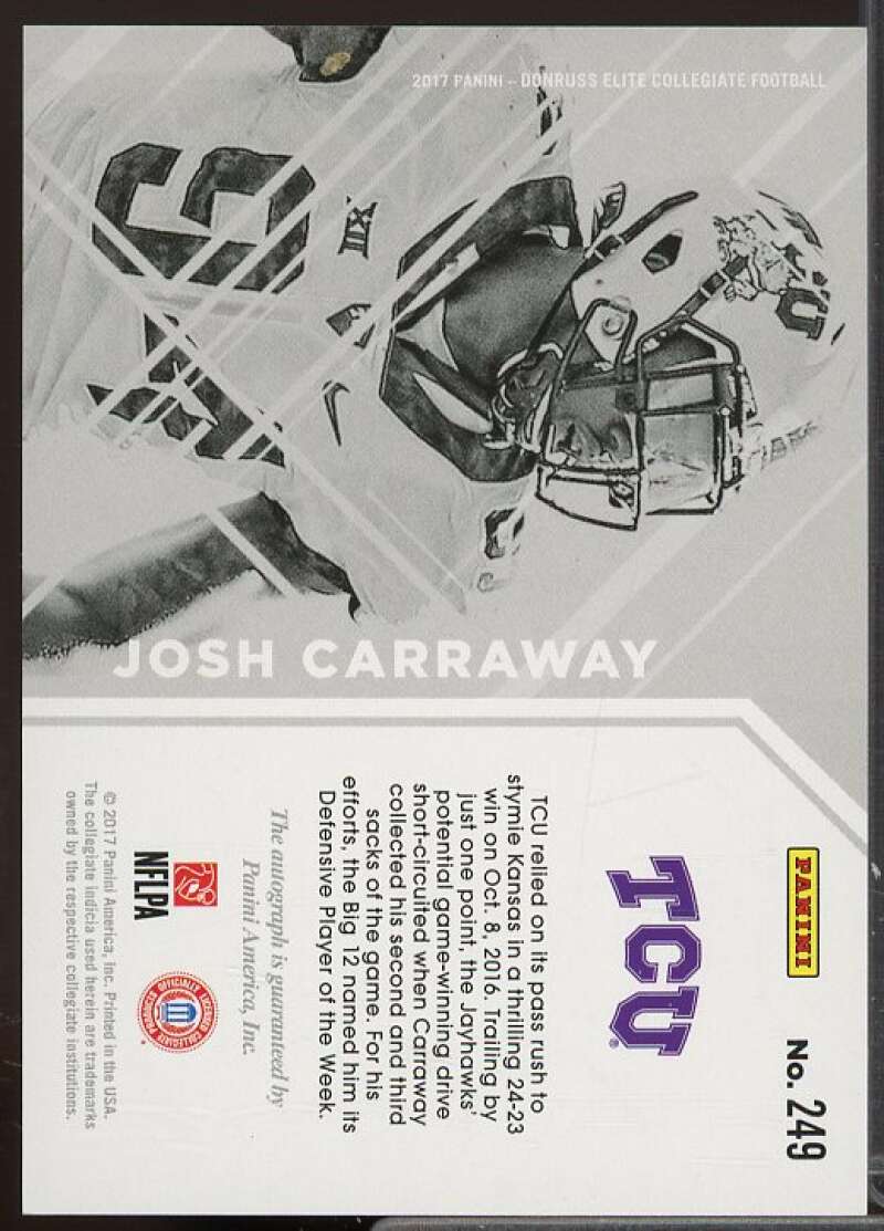 Josh Carraway Rookie 2017 Elite Draft Picks Autographs Aspirations Purple #249  Image 2