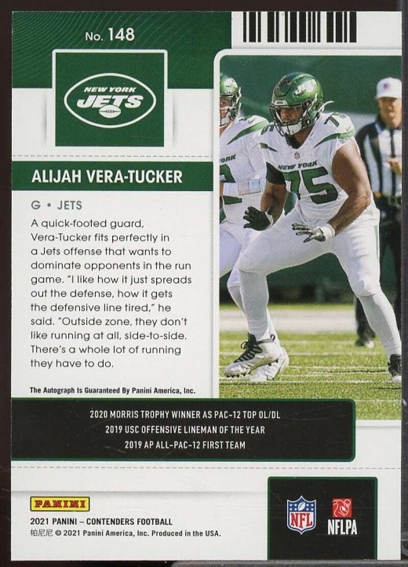 Alijah Vera-Tucker AU Rookie Card 2021 Panini Contenders #148  Image 2