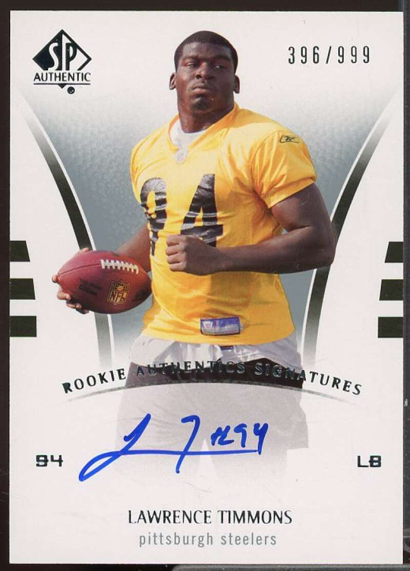 Lawrence Timmons AU Rookie Card 2007 SP Authentic #236  Image 1