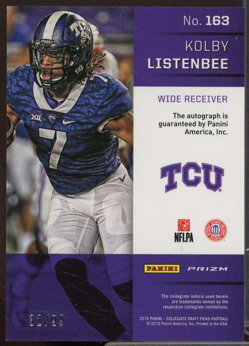 Kolby Listenbee 2016 Panini Prizm Draft Picks Autographs Prizms Purple #163  Image 2