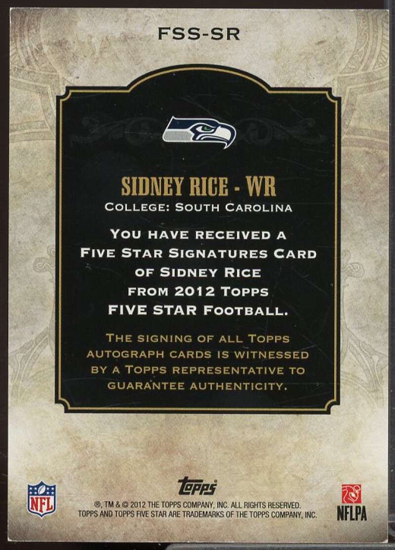 Sidney Rice/200 Rookie Card 2012 Topps Five Star Veteran Autographs #FSSSR  Image 2