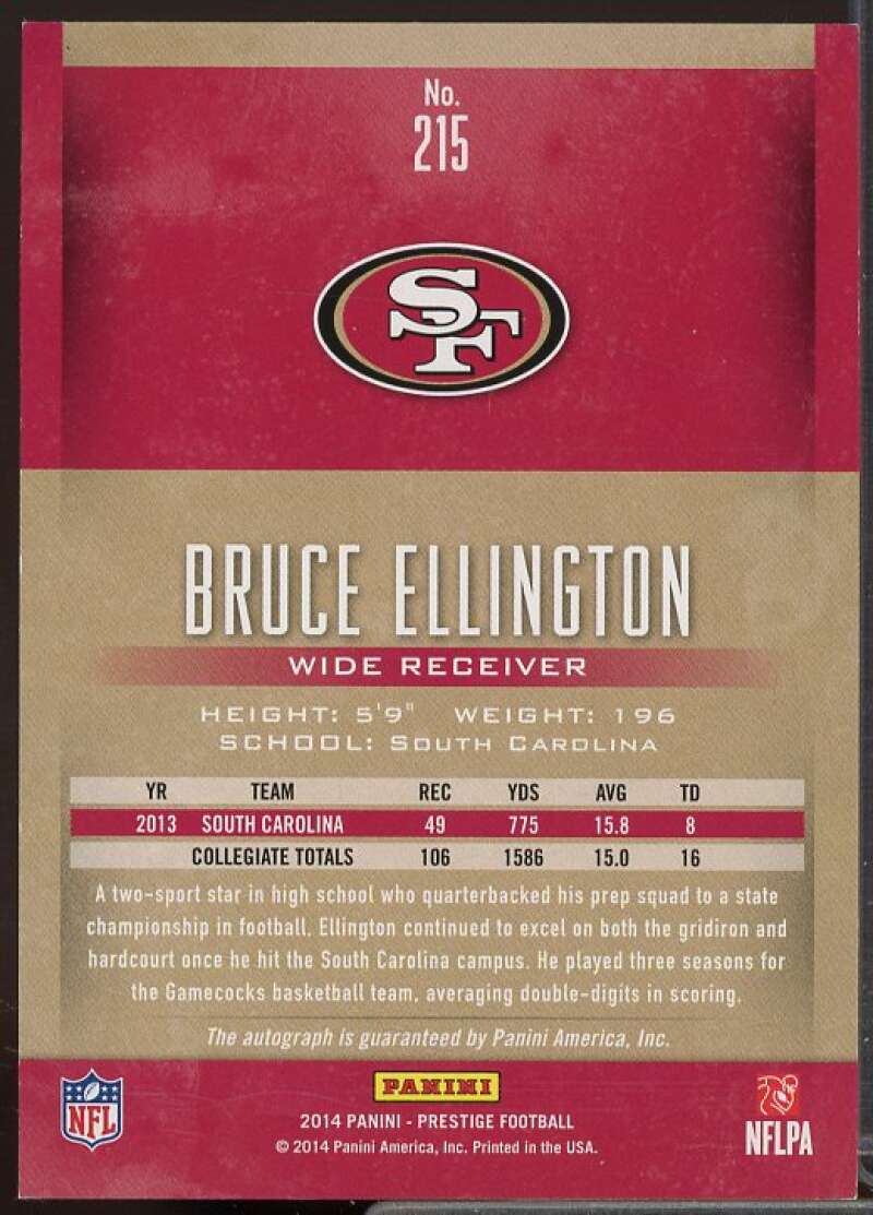 Bruce Ellington/100 Rookie 2014 Prestige Extra Points Purple Autographs #215  Image 2