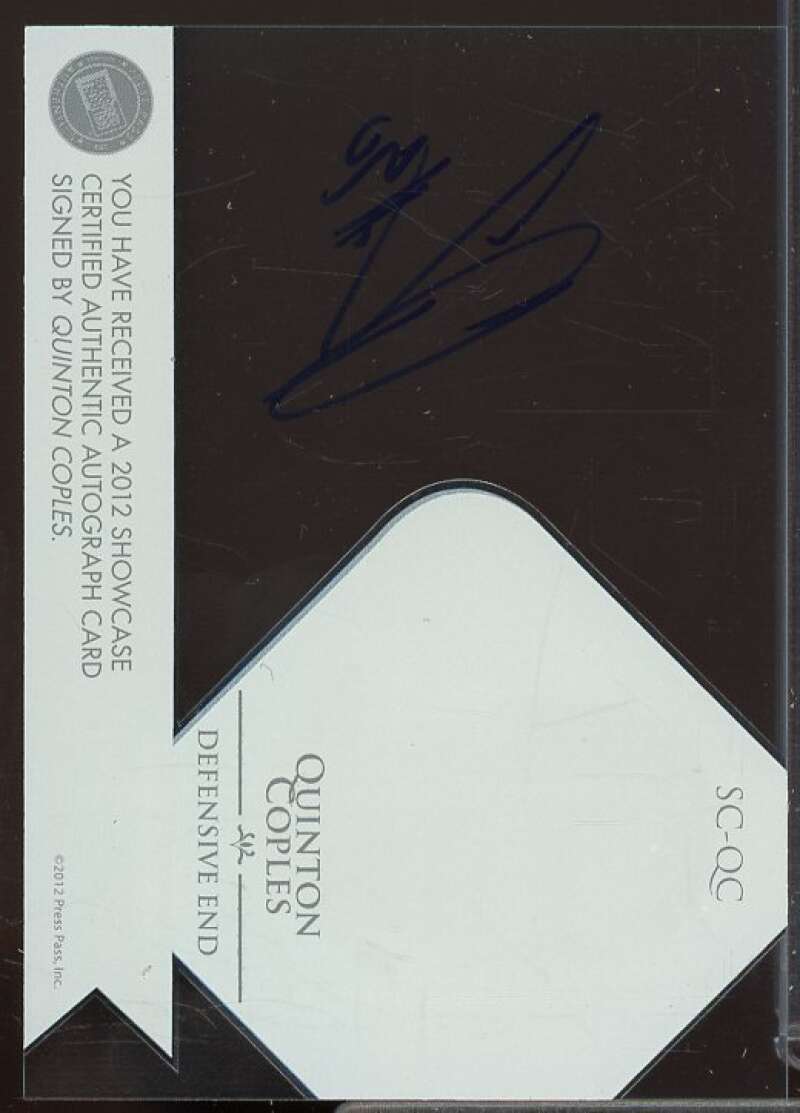 Quinton Coples Rookie Card 2012 Press Pass Showcase Gold #SCQC  Image 2