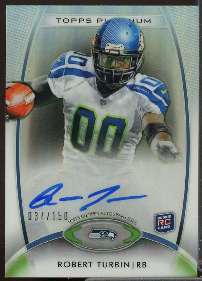 Robert Turbin Rookie 2012 Topps Platinum Rookie Autograph Black Refractors #144  Image 1