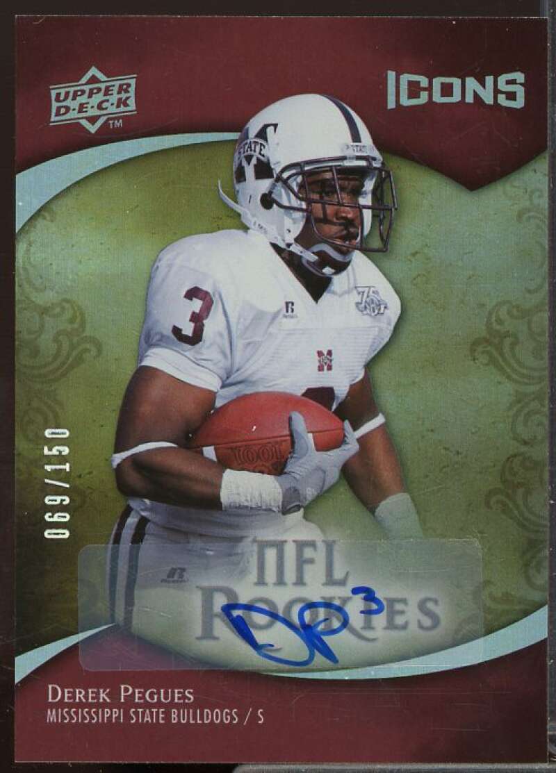 Derek Pegues Rookie Card 2009 Upper Deck Icons Autographs #127  Image 1