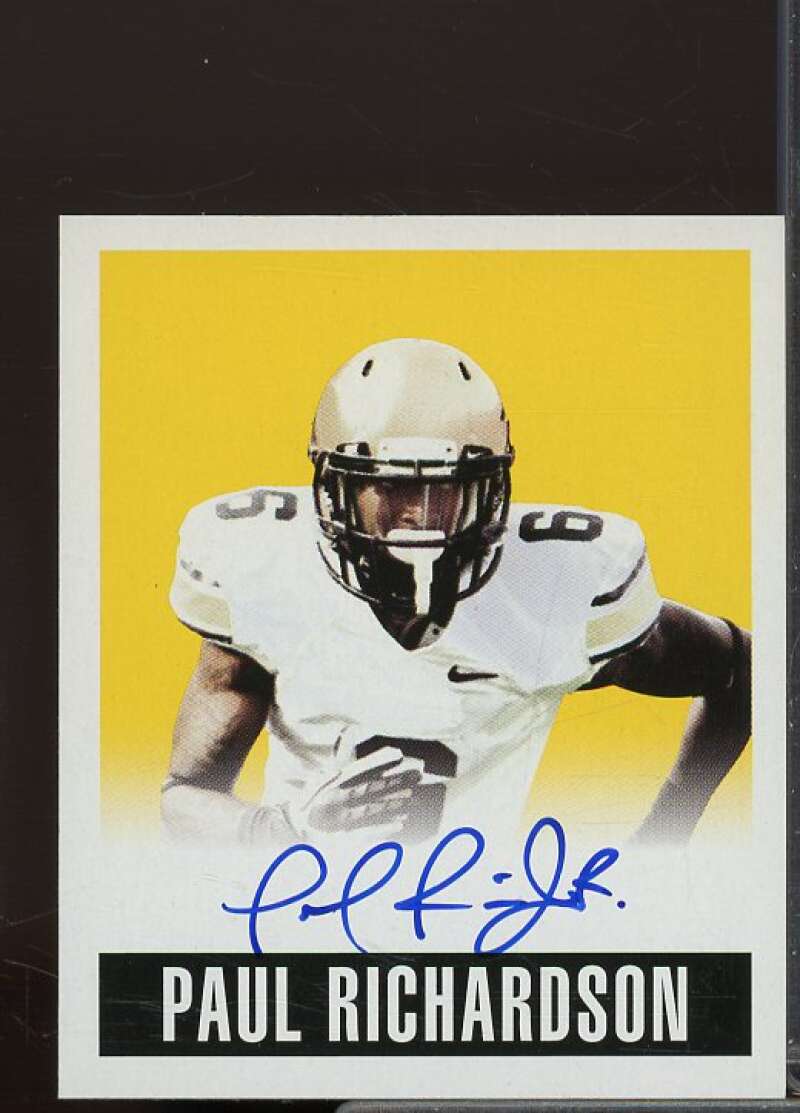 Paul Richardson Rookie Card 2014 Leaf Originals '48 Autographs Yellow #PR1  Image 1