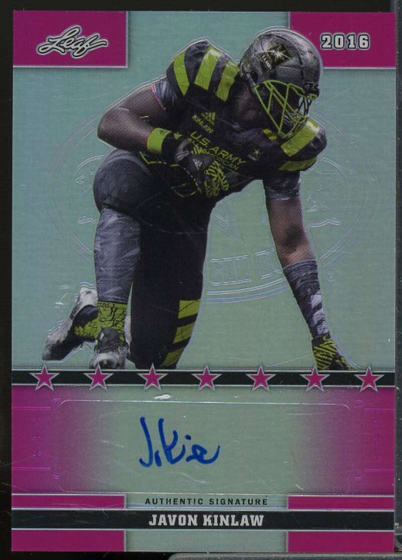 Javon Kinlaw Rookie 2016 Leaf Army All-American Bowl Metal Autographs Pink #48  Image 1