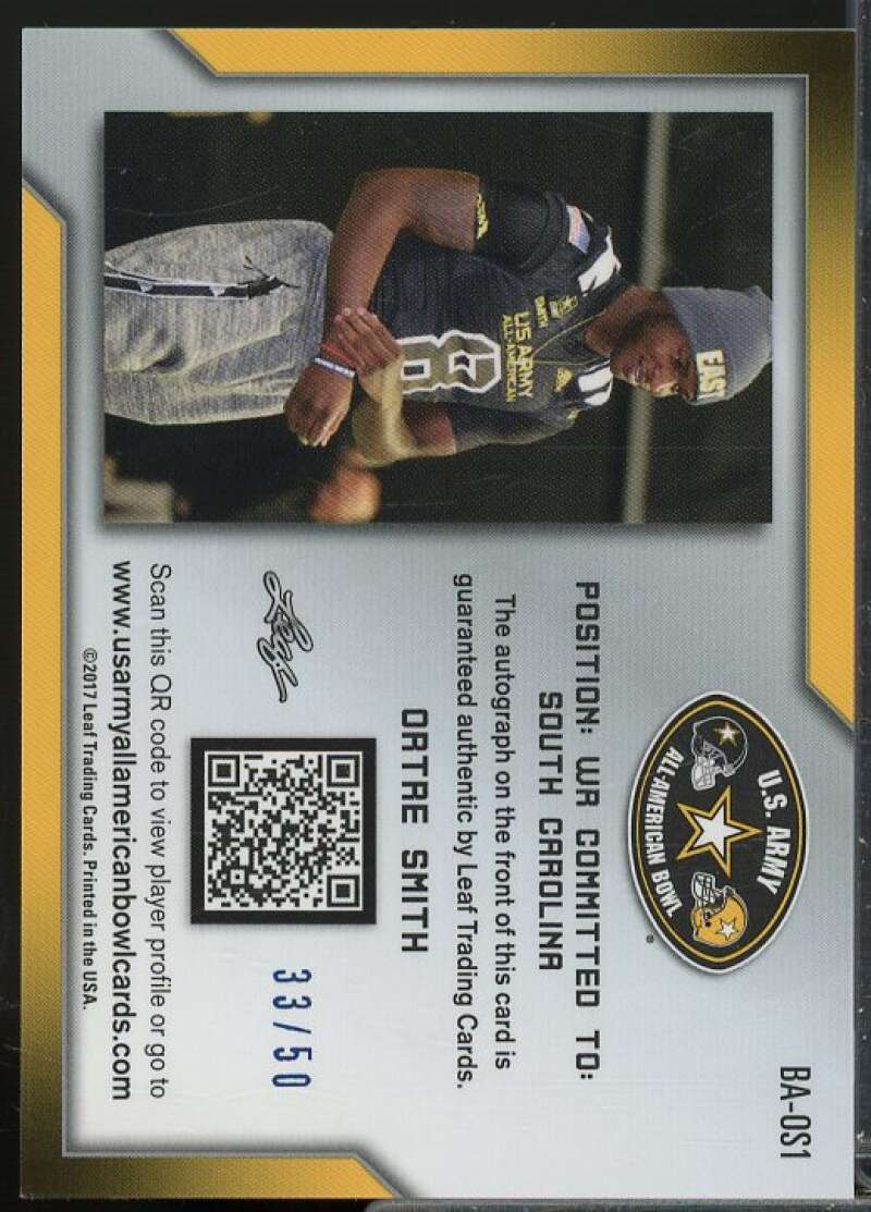 OrTre Smith Rookie 2017 Leaf Army All-American Bowl Metal Autograph Blue #BAOS1  Image 2