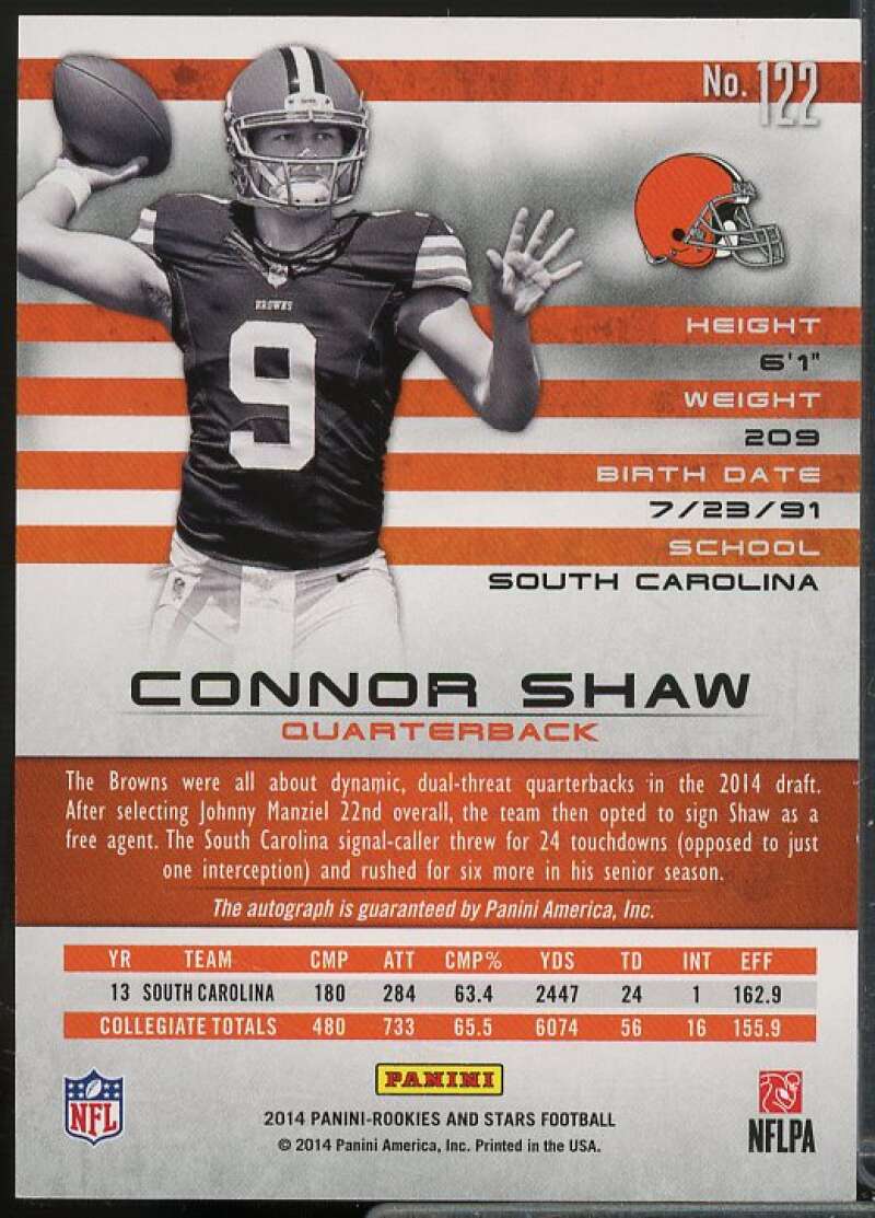 Connor Shaw/75 2014 Rookies and Stars Rookie Autographs Longevity Holofoil #122  Image 2