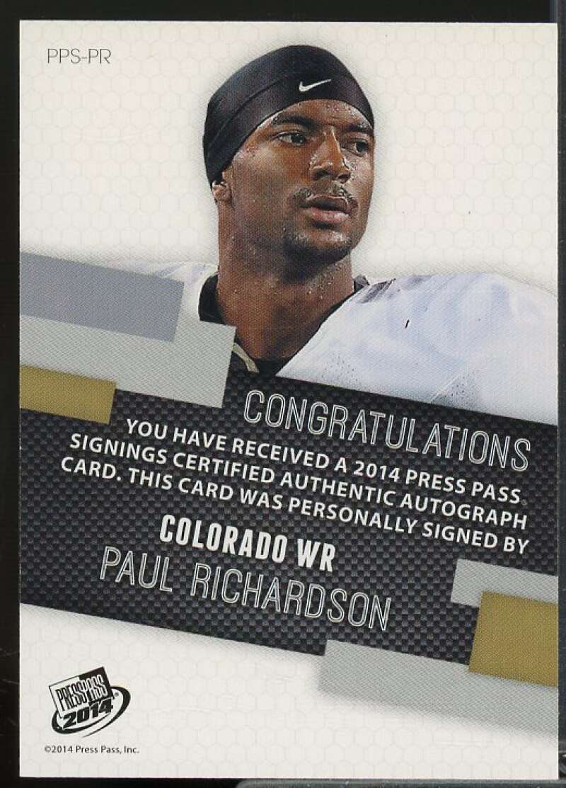 Paul Richardson/110 Rookie Card 2014 Press Pass Autographs Gold #PR  Image 2