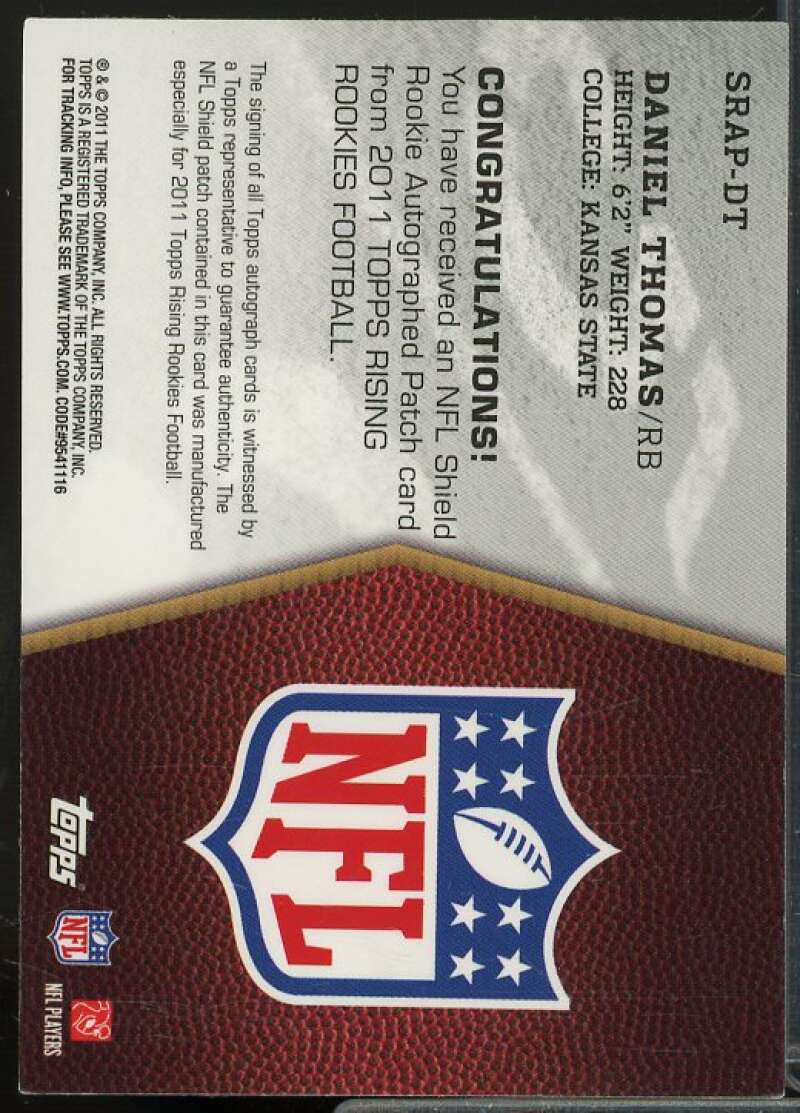 Daniel Thomas 2011 Topps Rising Rookies NFL Shield Patch Autographs #SRAPDT  Image 2