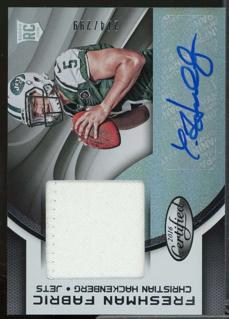 Christian Hackenberg/299 JSY AU Rookie Card 2016 Certified #214  Image 1