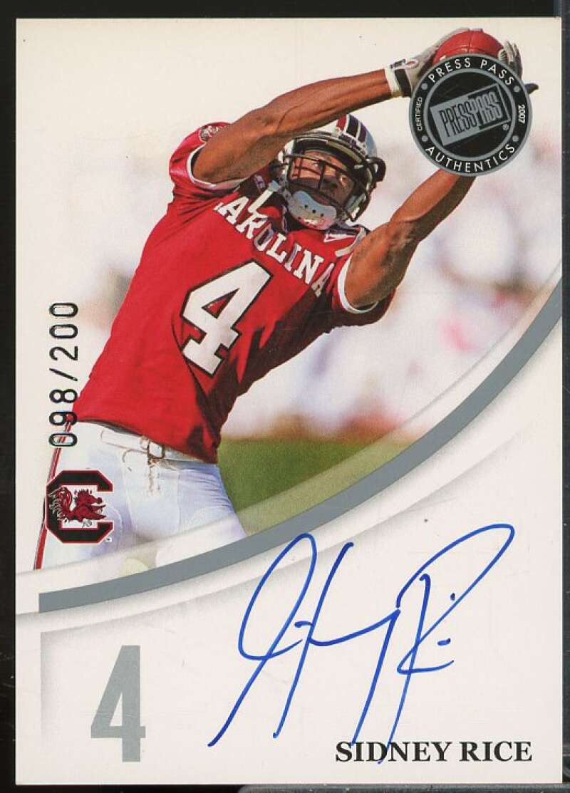 Sidney Rice Rookie Card 2007 Press Pass Autographs Silver #52  Image 1