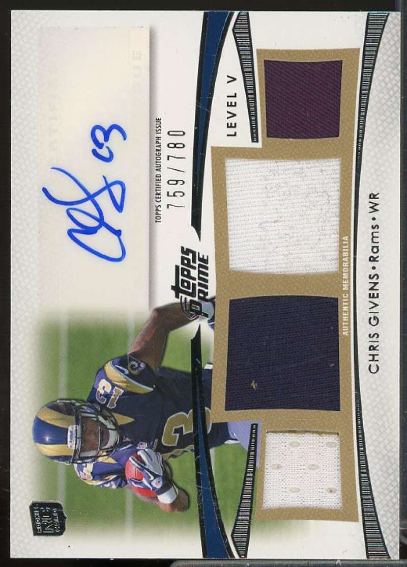 Chris Givens/780 Rookie Card 2012 Topps Prime Autographed Relics Level 5 #PVCG  Image 1