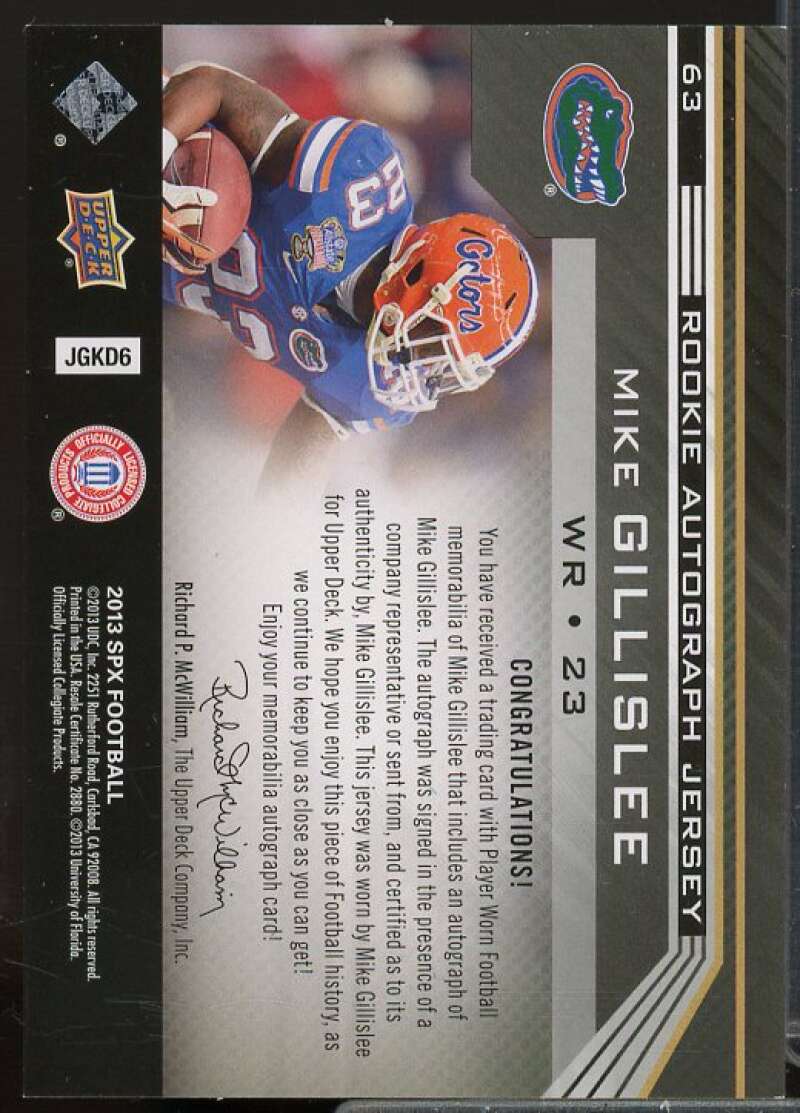 Mike Gillislee JSY AU Rookie Card 2013 SPx #63  Image 2