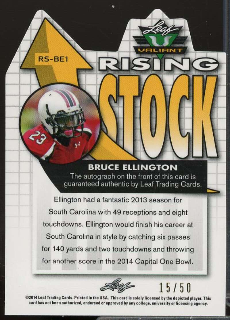 Bruce Ellington/50 Rookie 2014 Leaf Valiant Draft Rising Stock Orange #RSBE1  Image 2