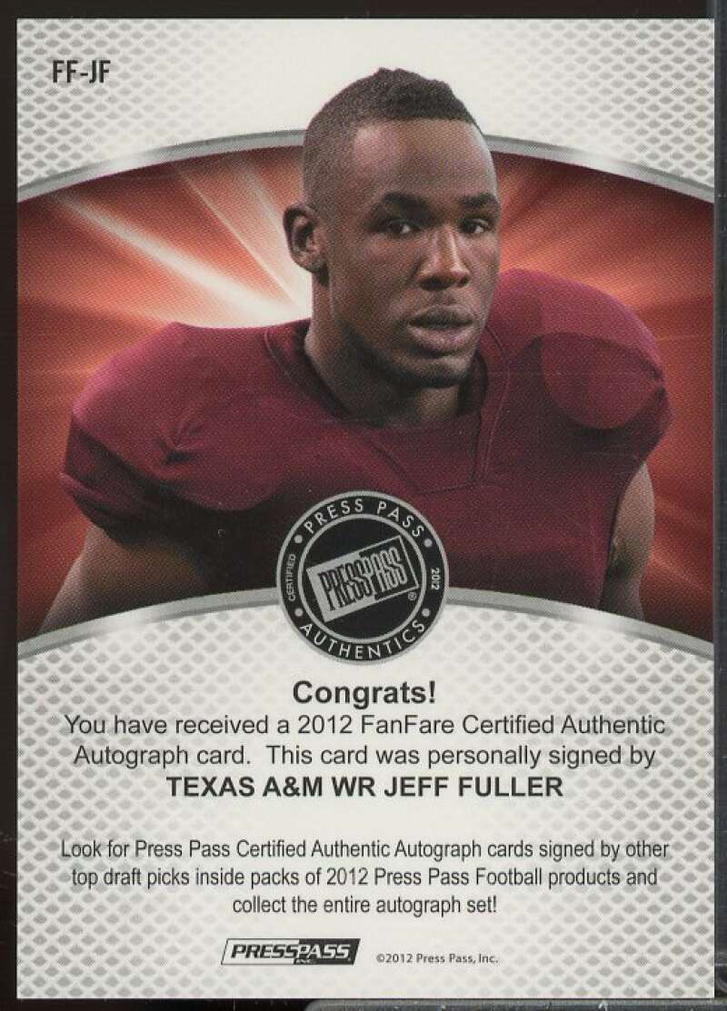 Jeff Fuller AU/25 Rookie Card 2012 Press Pass Fanfare Purple #FFJF  Image 2