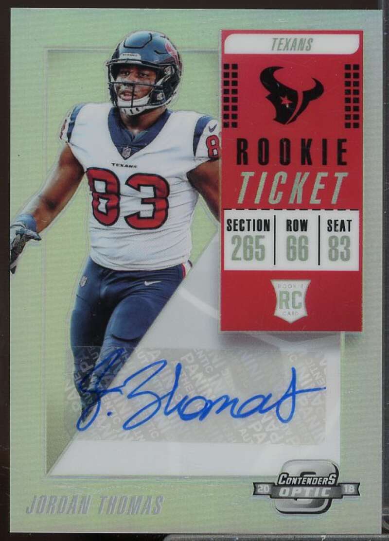 Jordan Thomas AU Rookie Card 2018 Panini Contenders Optic #142  Image 1