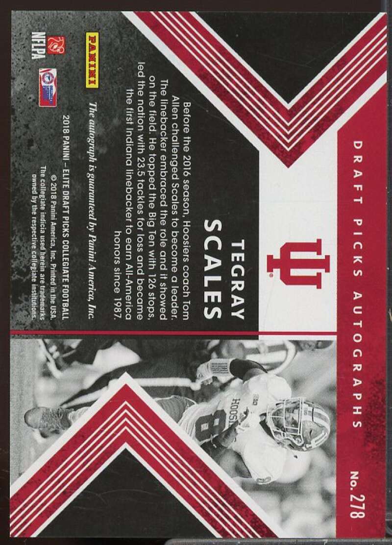 Tegray Scales/99 Rookie 2018 Elite Draft Picks Autograph Aspiration Purple #278  Image 2