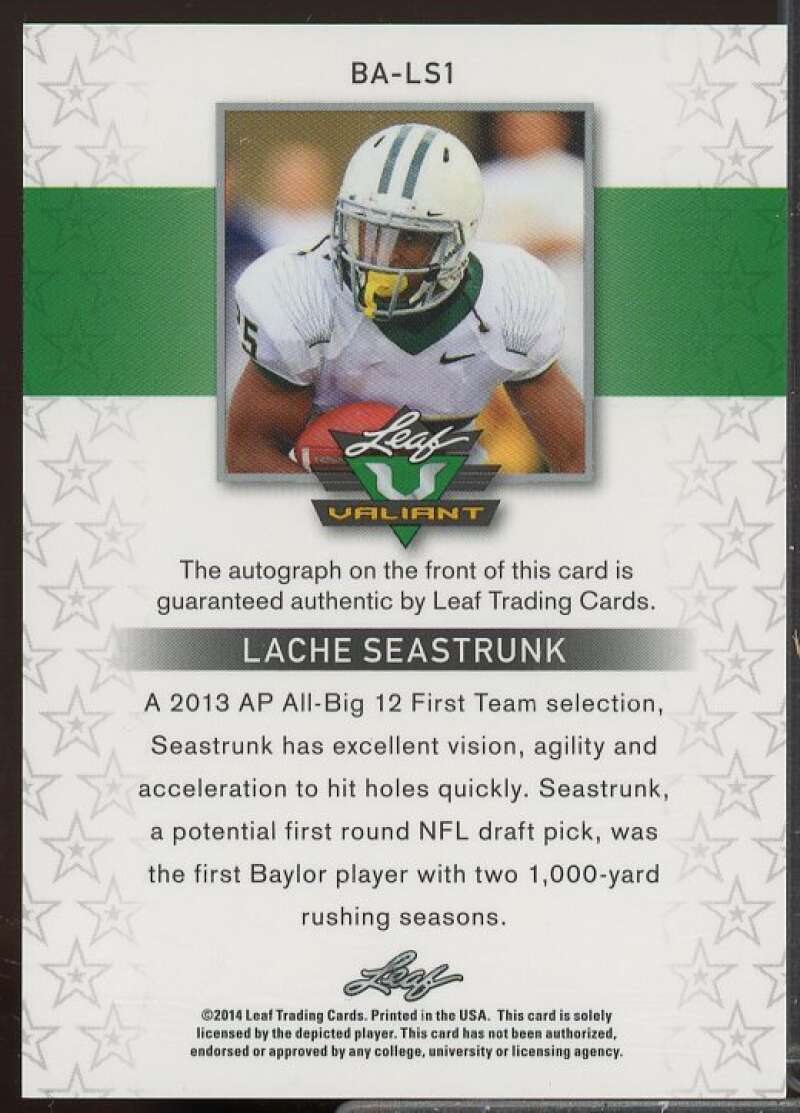 Lache Seastrunk Rookie Card 2014 Leaf Valiant Draft #BALS1  Image 2